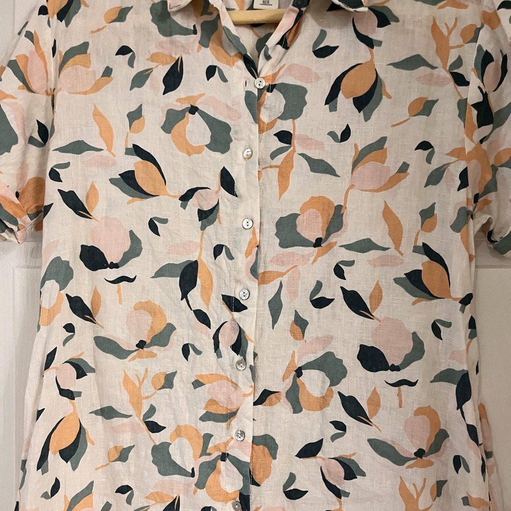 Rachel Zoe 100% linen shirt dress‎ tropical vacation women’s medium - Picture 3 of 5